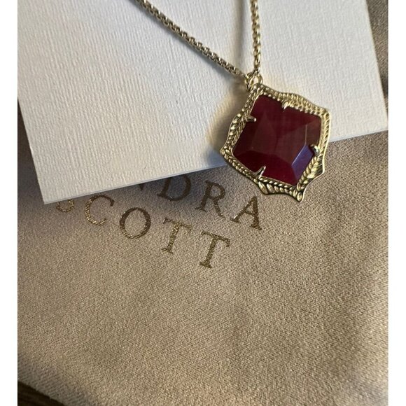 Kendra Scott Gold Adjustable Kacey Necklace Bordeaux Tiger Eye NEW $65 - Picture 4 of 4
